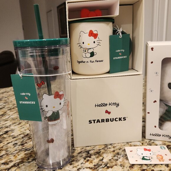 2025 Hello Kitty x Starbucks 51st Anniversary Collection Plush Mug Tumbler Cup - Picture 3 of 7